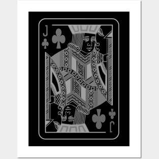 Jack of Clubs Grayscale Posters and Art